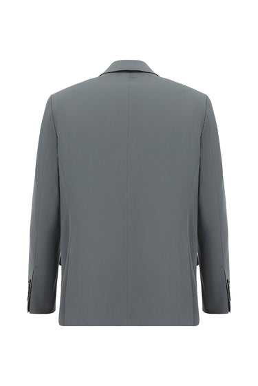 Orta Füme Slim Fit Dar Kesim Pamuklu Lyocell Klasik Takım Elbise