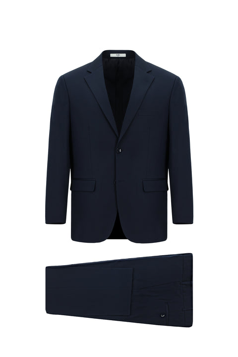 Koyu Lacivert 4 Drop Relaxed Fit Rahat Kesim Pamuklu Lyocell Takım Elbise