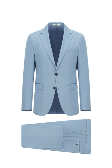  Açık Mavi Slim Fit Dar Kesim Pamuklu Lyocell Klasik Takım Elbise