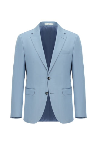  Aç?k Mavi 7 Drop Slim Fit Dar Kesim Pamuklu Lyocell Tak?m Elbise-Ki??l?