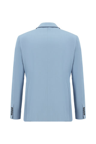  Aç?k Mavi 7 Drop Slim Fit Dar Kesim Pamuklu Lyocell Tak?m Elbise-Ki??l?