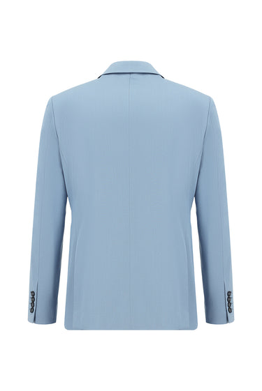  Açık Mavi Slim Fit Dar Kesim Pamuklu Lyocell Klasik Takım Elbise