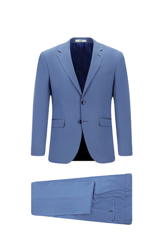  Koyu Mavi  Slim Fit Dar Kesim Pamuklu Lyocell Klasik Takım Elbise