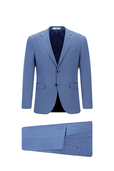  Koyu Mavi  Slim Fit Dar Kesim Pamuklu Lyocell Klasik Takım Elbise