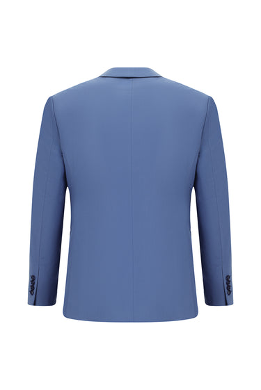  Koyu Mavi  Slim Fit Dar Kesim Pamuklu Lyocell Klasik Takım Elbise
