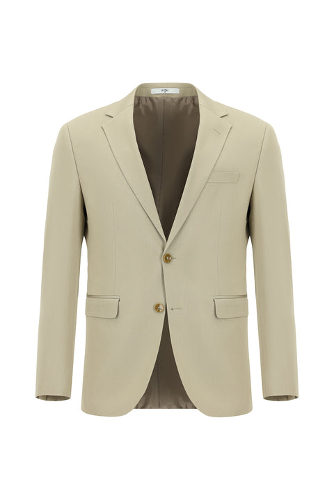 Orta Bej 7 Drop Slim Fit Dar Kesim Pamuklu Lyocell Takım Elbise
