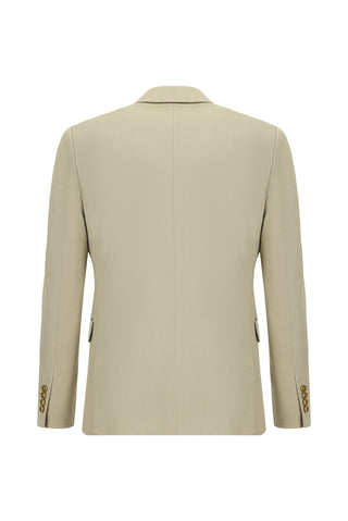  Orta Bej Slim Fit Dar Kesim Pamuklu Lyocell Klasik Takım Elbise