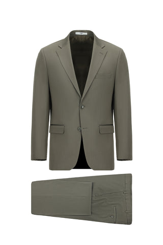  Koyu Haki Relaxed Fit Rahat Kesim Pamuklu Lyocell Klasik Takım Elbise