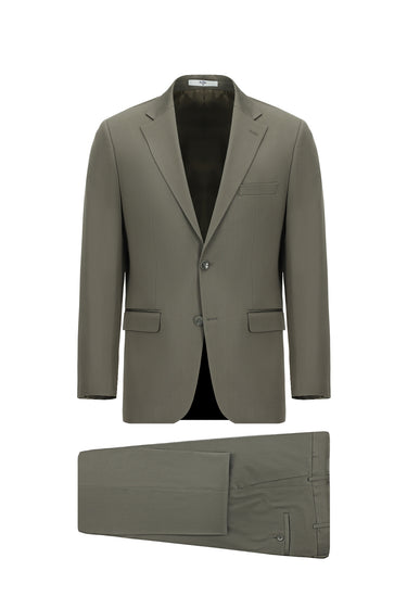  Koyu Haki Relaxed Fit Rahat Kesim Pamuklu Lyocell Klasik Takım Elbise