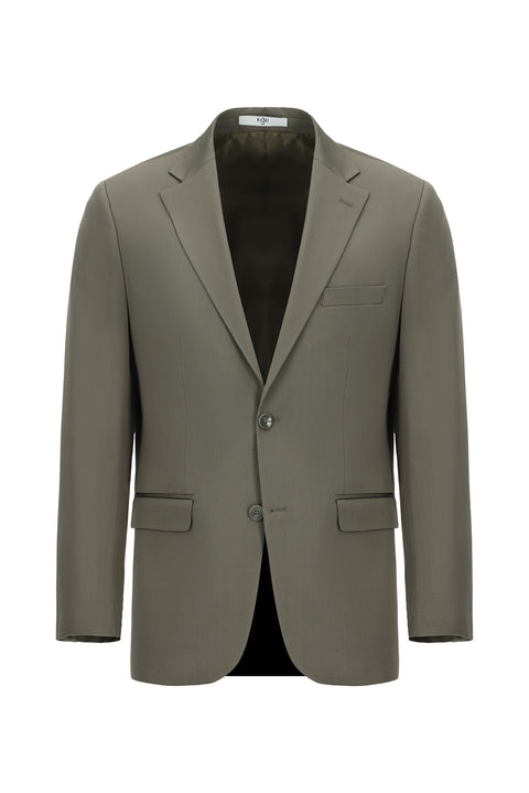Dark Khaki 4-Drop Relaxed Fit Cotton Lyocell Suit
