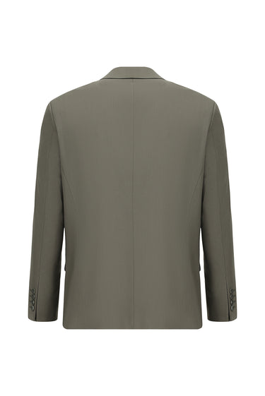 Koyu Haki Slim Fit Dar Kesim Pamuklu Lyocell Klasik Takım Elbise