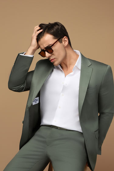 Koyu Yeşil 4 Drop Relaxed Fit Rahat Kesim Pamuklu Lyocell Klasik Takım Elbise