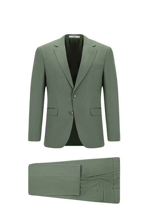 Koyu Yeşil 7 Drop Slim Fit Dar Kesim Pamuklu Lyocell Takım Elbise