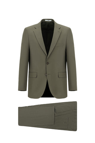  Orta Haki Slim Fit Dar Kesim Klasik Takım Elbise