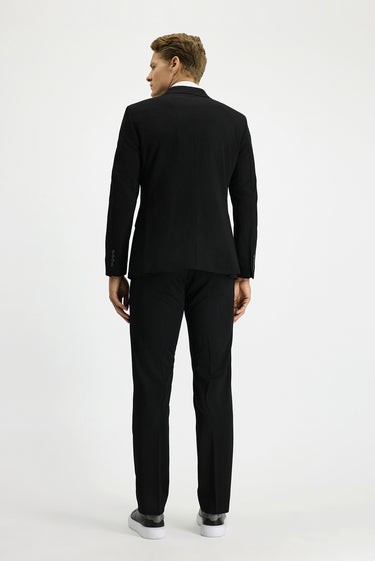 Siyah Slim Fit Dar Kesim Kruvaze Takım Elbise