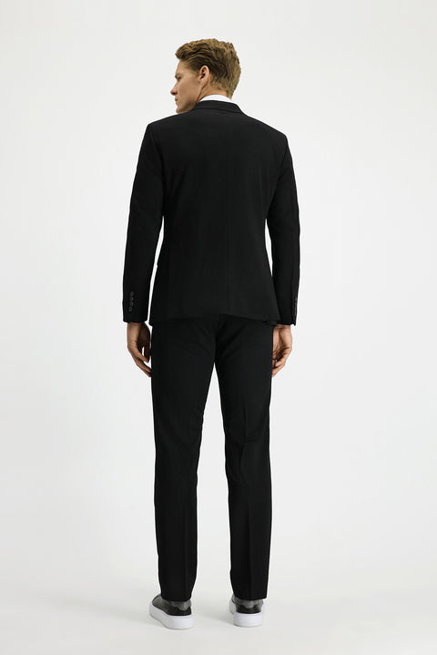 Siyah 7 Drop Slim Fit Dar Kesim Mevsimlik Kruvaze Takım Elbise