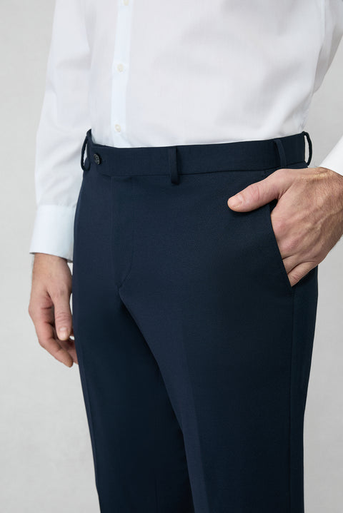 Koyu Lacivert 7 Drop Slim Fit Dar Kesim Mevsimlik Kruvaze Takım Elbise