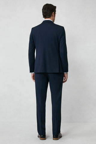  Koyu Lacivert 7 Drop Slim Fit Dar Kesim Mevsimlik Kruvaze Takım Elbise