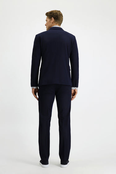 Koyu Lacivert Slim Fit Dar Kesim Kruvaze Takım Elbise