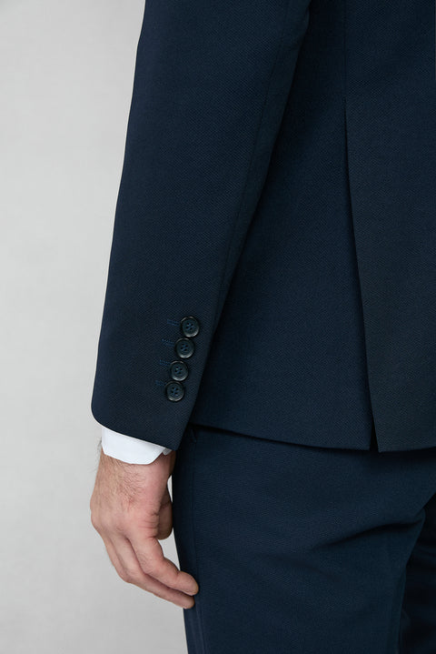 Koyu Lacivert 7 Drop Slim Fit Dar Kesim Mevsimlik Kruvaze Takım Elbise