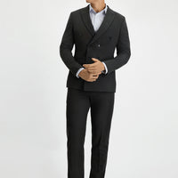 Koyu Antrasit 7 Drop Slim Fit Dar Kesim Mevsimlik Kruvaze Takım Elbise