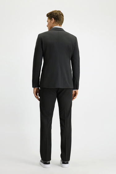 Koyu Antrasit Slim Fit Dar Kesim Kruvaze Takım Elbise