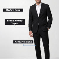 Siyah 6 Drop Regular Fit Standart Kesim Mevsimlik Takım Elbise
