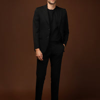 Siyah 7 Drop Slim Fit Dar Kesim Mevsimlik Takım Elbise