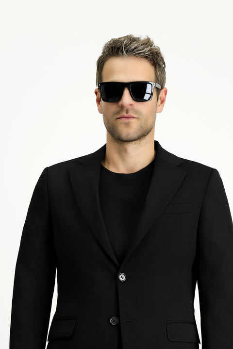 Siyah 4 Drop Relaxed Fit Rahat Kesim Mevsimlik Takım Elbise