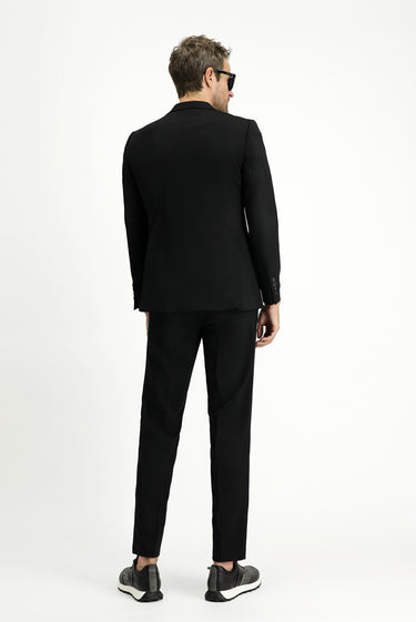 Siyah 4 Drop Relaxed Fit Rahat Kesim Takım Elbise