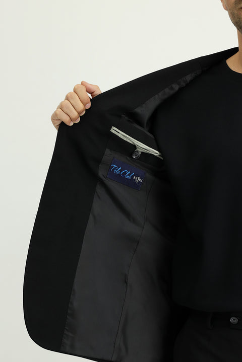 Siyah 4 Drop Relaxed Fit Rahat Kesim Mevsimlik Takım Elbise