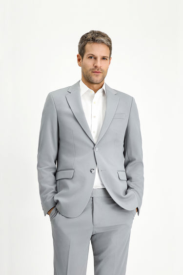  Açık Gri Slim Fit Dar Kesim Klasik Takım Elbise