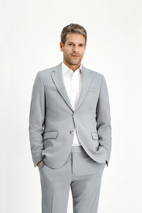 Açık Gri 7 Drop Slim Fit Dar Kesim Mevsimlik Takım Elbise