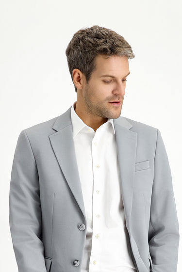 Açık Gri Slim Fit Dar Kesim Klasik Takım Elbise