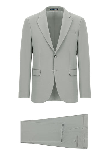 Açık Gri Slim Fit Dar Kesim Klasik Takım Elbise