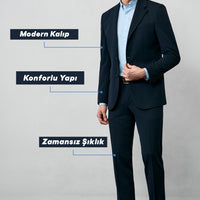 Koyu Lacivert 6 Drop Regular Fit Standart Kesim Mevsimlik Takım Elbise
