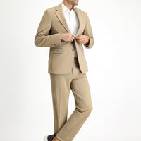 Açık Bej 7 Drop Slim Fit Dar Kesim Mevsimlik Takım Elbise