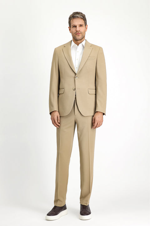 Açık Bej 7 Drop Slim Fit Dar Kesim Mevsimlik Takım Elbise