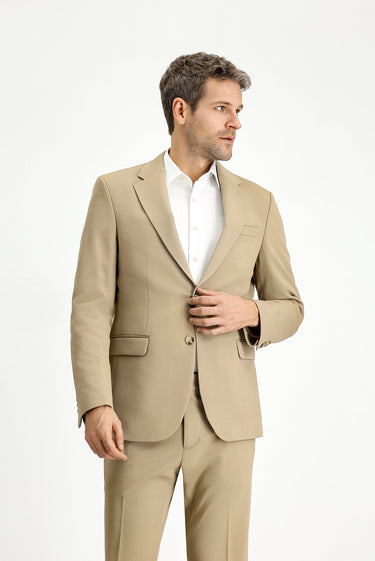 Açık Bej Slim Fit Dar Kesim Klasik Takım Elbise
