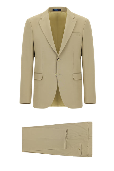 Açık Bej 7 Drop Slim Fit Dar Kesim Mevsimlik Takım Elbise