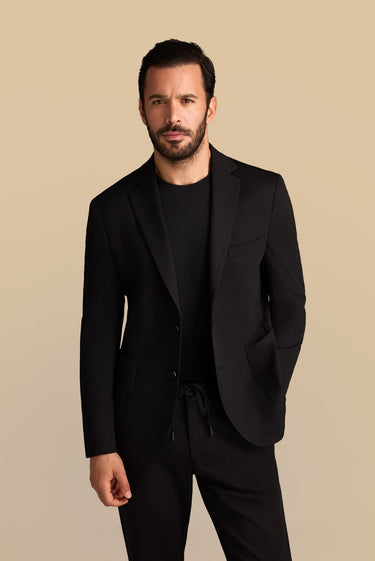 Siyah Super Slim Fit Ekstra Dar Kesim Beli Lastikli İpli Takım Elbise