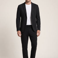 Siyah 7 Drop Super Slim Fit Ekstra Dar Kesim Mevsimlik Beli Lastikli İpli Takım Elbise