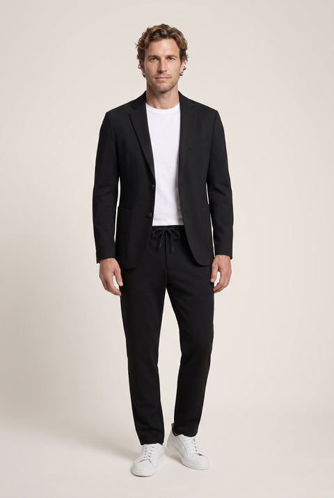 Siyah 7 Drop Super Slim Fit Ekstra Dar Kesim Mevsimlik Beli Lastikli İpli Takım Elbise