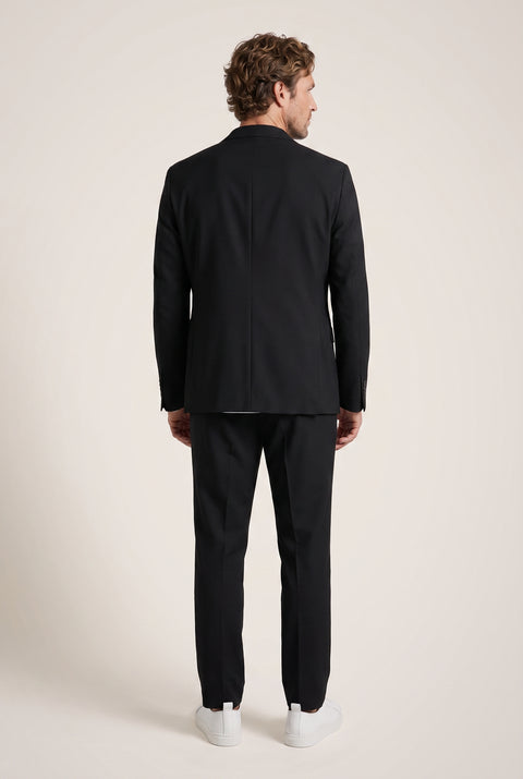 Siyah 7 Drop Super Slim Fit Ekstra Dar Kesim Mevsimlik Beli Lastikli İpli Takım Elbise