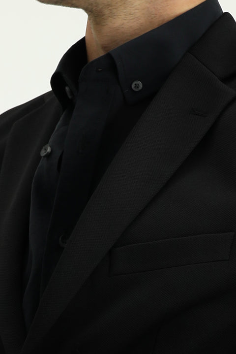 Siyah 7 Drop Super Slim Fit Ekstra Dar Kesim Mevsimlik Beli Lastikli İpli Takım Elbise