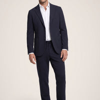 Koyu Lacivert 7 Drop Super Slim Fit Ekstra Dar Kesim Mevsimlik Beli Lastikli İpli Takım Elbise