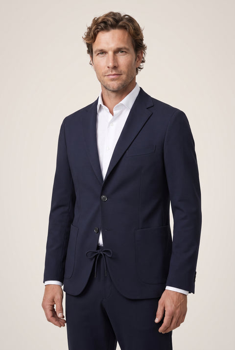 Koyu Lacivert 7 Drop Super Slim Fit Ekstra Dar Kesim Mevsimlik Beli Lastikli İpli Takım Elbise