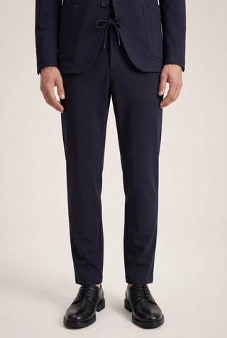  Koyu Lacivert 7 Drop Super Slim Fit Ekstra Dar Kesim Mevsimlik Beli Lastikli İpli Takım Elbise