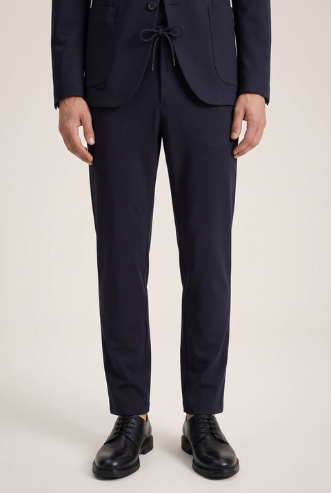 Koyu Lacivert 7 Drop Super Slim Fit Ekstra Dar Kesim Mevsimlik Beli Lastikli İpli Takım Elbise