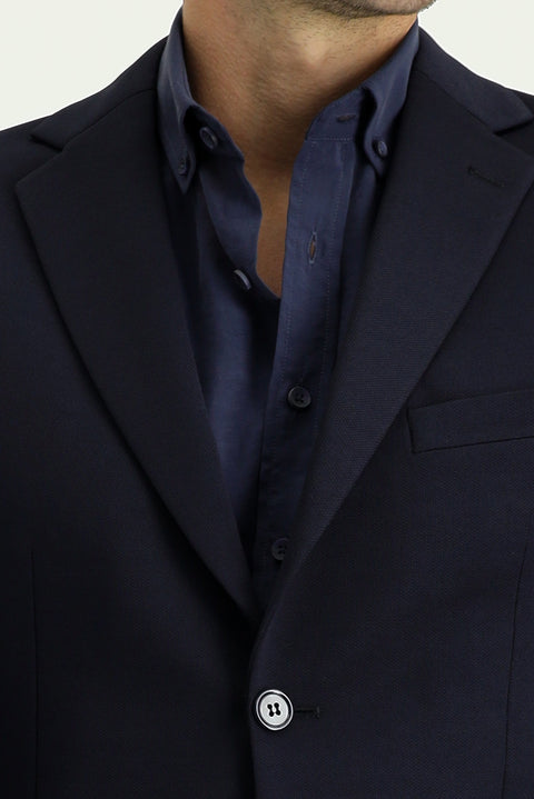 Koyu Lacivert 7 Drop Super Slim Fit Ekstra Dar Kesim Mevsimlik Beli Lastikli İpli Takım Elbise